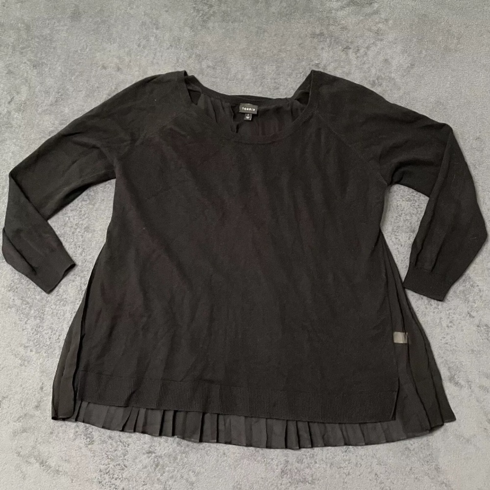 Torrid Sweater Womens Black Pleated Sheer Mixed Fabric Back Dark Academia Witchy